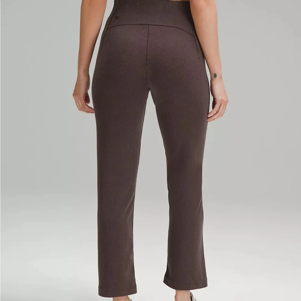 Lululemon Ribbed Softstreme Zip-Leg High-Rise Cropped Pant 25" Espresso size 14 - Picture 8 of 11